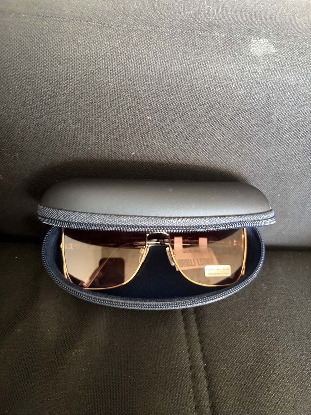 Tommy Hilfiger Men's Aviator Sunglasses with Gold Frame and Brown Lenses